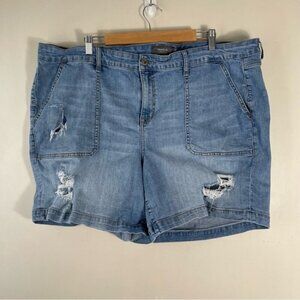 Torrid Denim Shorts Size 26 Blue Cotton Blend Distressed 7” Regular Fit Stretch